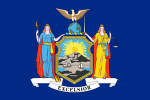 Flag of New York, where study showed that defensive driving courses contribute to safer driving habits