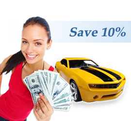 Girl standing in front of car saving money on her New York auto insurance
