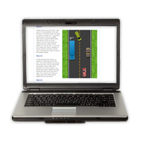 Laptop computer with scene from Florida online traffic school course