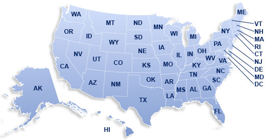 U.S. map that can be clicked to see details for traffic school courses